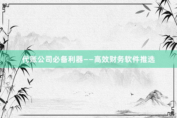代账公司必备利器——高效财务软件推选